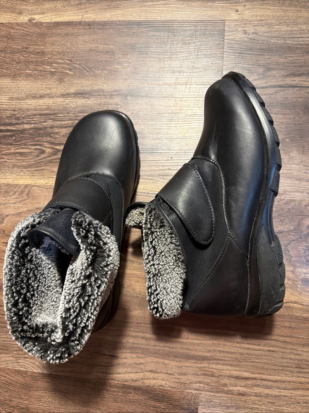 Toe Warmers Canada Black Leather Shearling Lined Winter Boots Sz 9 2W